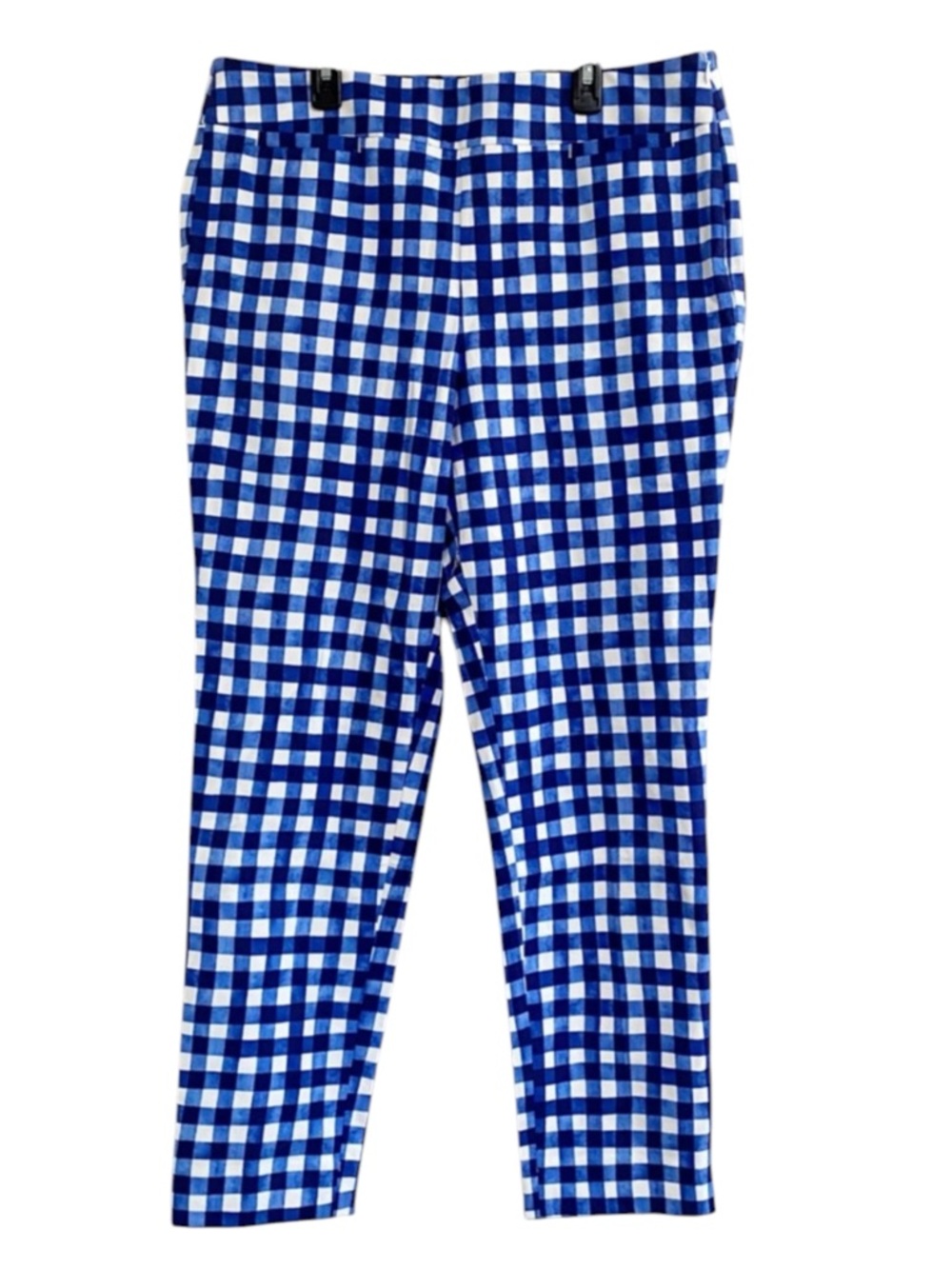 TALBOTS Chatham Gingham Ankle Pants in Navy / White Size 8 — SUMMER STAPLE! - Picture 3 of 9